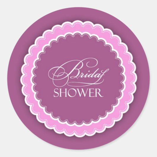 Brautparty Pink Lila Polka Runder Aufkleber (Vorderseite)