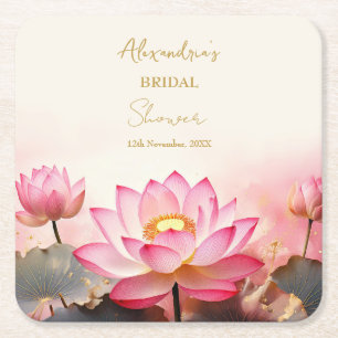 Brautparty Pink Lotus Nr. 2 personalisieren Rechteckiger Pappuntersetzer