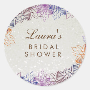 Brautparty Pink Orange Floral Confetti Pearl Runder Aufkleber