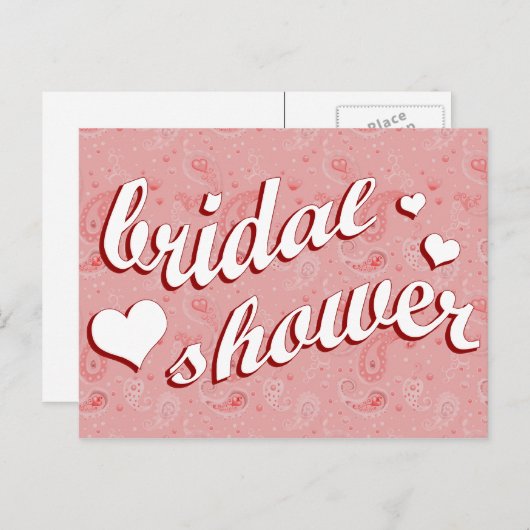 Brautparty: Pink Paisley : Einladungspostkarte (Vorne/Hinten)