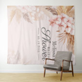 Brautparty Pink Pampas Grass Boho Hintergrund Wandteppich (Beispiel (Horizontal))