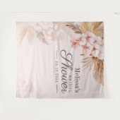 Brautparty Pink Pampas Grass Boho Hintergrund Wandteppich (Vorderseite (Horizontal))