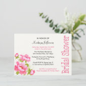 Brautparty Pink Peony Floral Einladung (Stehend Vorderseite)