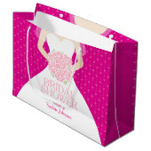 Brautparty pink personalisiert große Geschenktasch Geschenktüte (Vorderseite Schrägansicht)