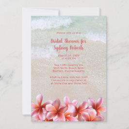 Brautparty Pink Plumeria Beach Sand Einladung
