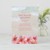 Brautparty Pink Plumeria Beach Sand Einladung (Stehend Vorderseite)