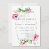 Brautparty | Pink Poppy Bouquet Einladung (Vorderseite)