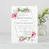 Brautparty | Pink Poppy Bouquet Einladung (Stehend Vorderseite)