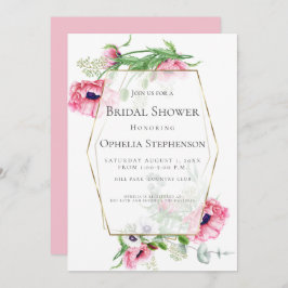 Brautparty | Pink Poppy Bouquet Einladung