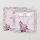 Brautparty Pink Rose Hi Heel Lace Damask 2 Einladung (Vorne/Hinten)