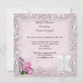 Brautparty Pink Rose Hi Heel Lace Damask 2 Einladung (Rückseite)