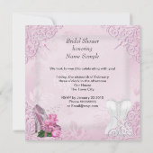 Brautparty Pink Rose Hi Heel Lace Damask Einladung (Rückseite)