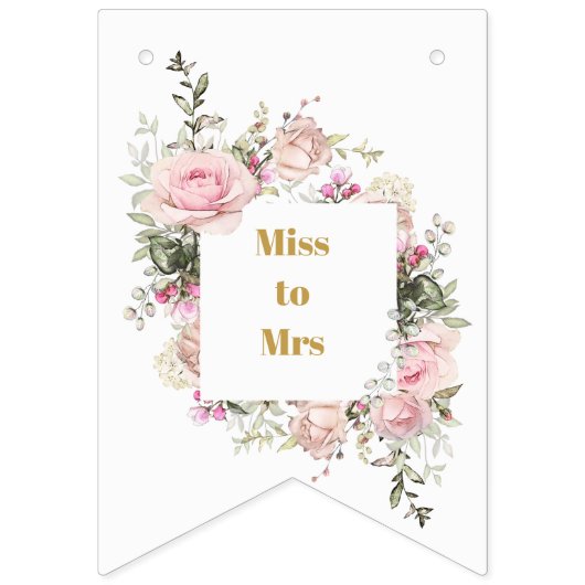 Brautparty Pink Roses Miss zu Mrs. Wimpelkette (Sechzehnte Fahne)