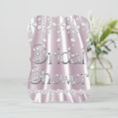 Brautparty Pink Silk Diamant Kristallsilber Einladung (Stehend Vorderseite)