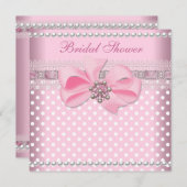 Brautparty Pink Spot Pearl Lace Wedding Einladung (Vorne/Hinten)