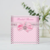 Brautparty Pink Spot Pearl Lace Wedding Einladung (Stehend Vorderseite)