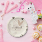 Brautparty Pink & Taupe Herz Chic Party Pappteller (Party)