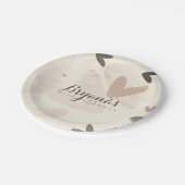 Brautparty Pink & Taupe Herz Chic Party Pappteller (Schrägansicht)