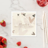 Brautparty Pink & Taupe Herz Chic Party Serviette (Beispiel)