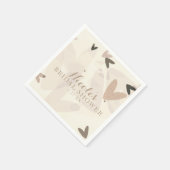 Brautparty Pink & Taupe Herz Chic Party Serviette (Ecke)