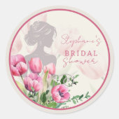 Brautparty Pink Tulip Rundsticker Runder Aufkleber (Vorderseite)