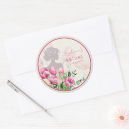 Brautparty Pink Tulip Rundsticker Runder Aufkleber