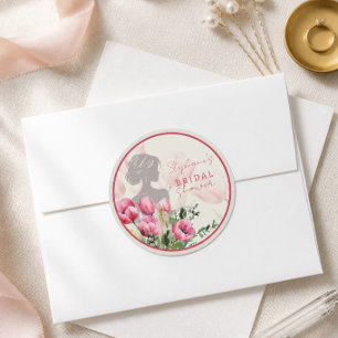 Brautparty Pink Tulip Rundsticker Runder Aufkleber