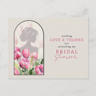 Brautparty Pink Tulips Danke Postcard Postkarte