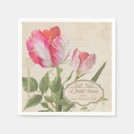 Brautparty Pink Vintages Drehbuch Parrot Tulip Kun Serviette