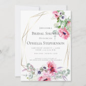 Brautparty | Pink Watercolor Poppies Einladung (Vorderseite)