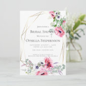 Brautparty | Pink Watercolor Poppies Einladung (Stehend Vorderseite)