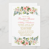 Brautparty Pink White Floral Gold Einladung GP (Vorne/Hinten)