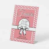 Brautparty Pink & White Polka Dots Bows Favoriten Sockelschild (Vorderseite)