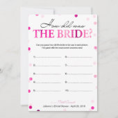Brautparty Pink wie alt war das Brautspiel (Vorderseite)