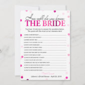 Brautparty Pink, wie gut kennen Sie die Braut Einladung (Vorderseite)