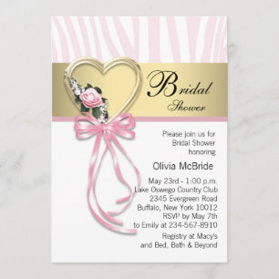 Brautparty Pink Zebra Schwarz Gold Zebra Einladung