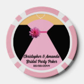 Brautparty Poker Black Tuxedo Pink Hochzeitskleid Pokerchips (Rückseite)