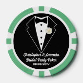 Brautparty Poker Black Tuxedo & Sage Green Dress Pokerchips (Vorderseite)