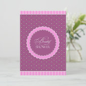 Brautparty Polka Rosa Lila Flat Einladung (Stehend Vorderseite)