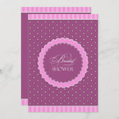 Brautparty Polka Rosa Lila Flat Einladung (Vorne/Hinten)