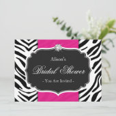 Brautparty Polterabend Zebra Print Hot Pink Einladung (Stehend Vorderseite)