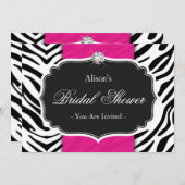 Brautparty Polterabend Zebra Print Hot Pink Einladung (Vorne/Hinten)