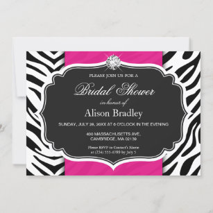 Brautparty Polterabend Zebra Print Hot Pink Einladung