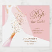 Brautparty Pop Cork Blush Pink Schaumweinetikett (Einzelnes Label)