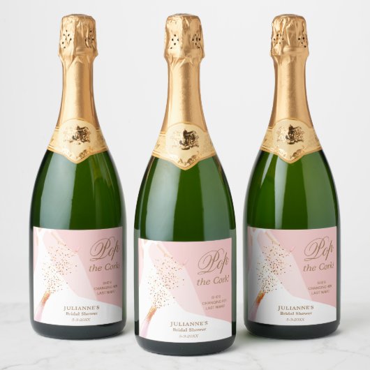 Brautparty Pop der Cork Rose Quartz Schaumweinetikett (Flaschen)