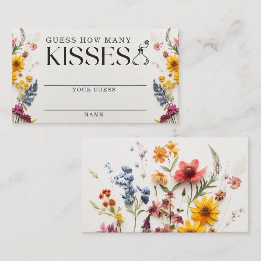 Brautparty Pressed Blume Wie viele Kisses Card Begleitkarte (Vorne/Hinten)