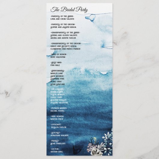 Brautparty-Programm für rustikale Meere Programm (Rückseite)
