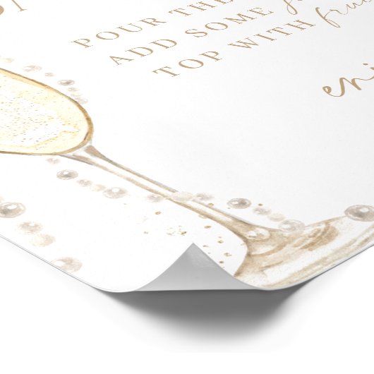 Brautparty Prosecco Bar, Perlen und Prosecco Poster (Ecke)