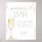 Brautparty Prosecco Bar, Perlen und Prosecco Poster (Vorne)