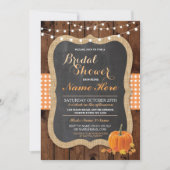 Brautparty Pumpkin Fall Wood Burlap Einladung (Vorderseite)